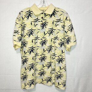 Hawaiian Tropic Yellow Floral Polo Shirt Short Sleeve Men’s Sz M Vintage
